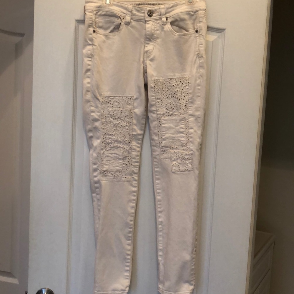 AEO cream skinny stretch jean